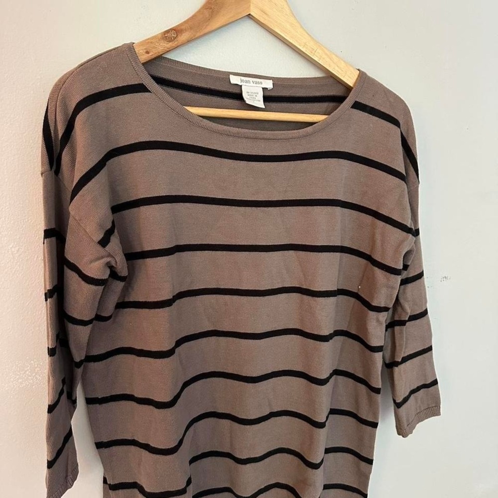 Joan Vass Brown and‎ Black Striped Sweater